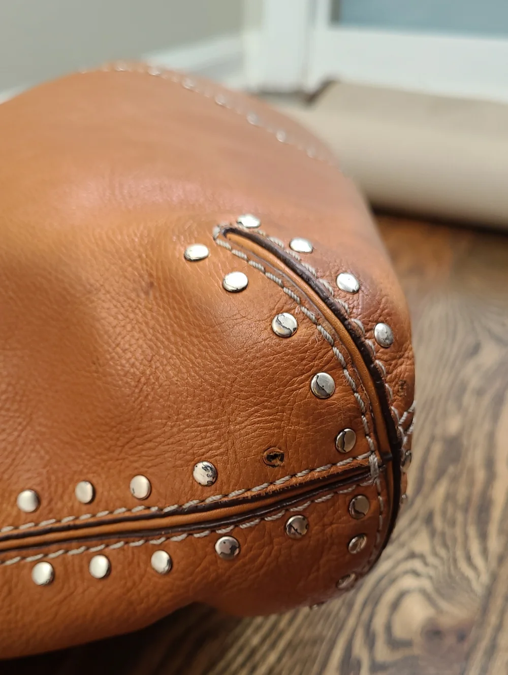 Michael Kors Astor Leather Bag with Studs Brown